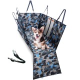 Husa auto de protectie bancheta pentru transport animale, Linomag&reg;, pentru caini si pisici, Impermeabila, Antialunecare, Camuflaj albastru, 145 x 130