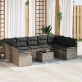 Gossi set canapea de gradina cu 9 piese si perne din ratan negru