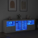 Servantă cu lumini LED, alb, 202x37x67 cm