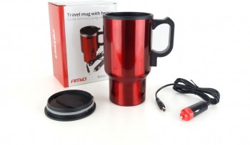Cana termos auto 12 v 450ml rosu foto
