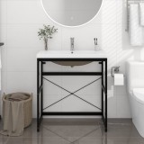 Cumpara ieftin Cadru lavoar baie cu chiuvetă &icirc;ncorporată, negru, fier