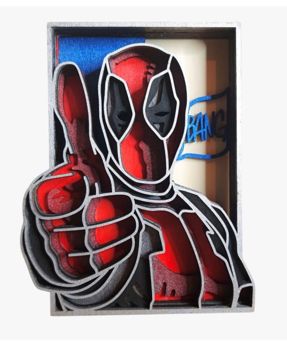 Tablou din Lemn &ndash; Deadpool 3D, 7 Straturi