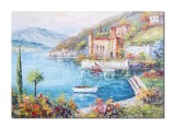 Cumpara ieftin Tablou impasto lacul Como pictat manual, Peisaj de poveste, 100x70cm ulei pe panza in cutit efect 3D, Valentin Pop