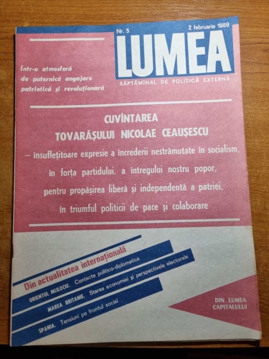 revista lumea 2 februarie 1989-cuvantarea lui ceausescu