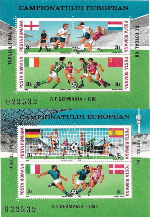 Colitele Turneul Final al C. E. de Fotbal (2 blocuri cu ac. nr.), 1988 - NEOBL.