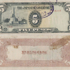 1943 , 5 pesos ( P-110a ) - Filipine