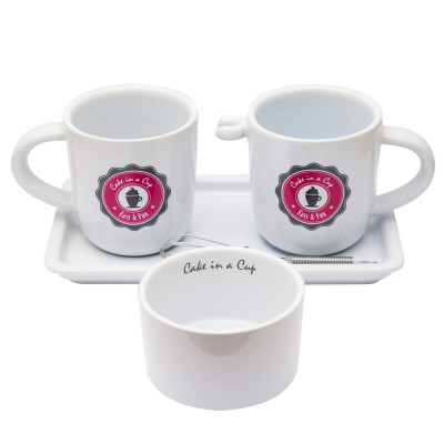 Set 5 piese pentru cafea si desert Gusta, 1 persoana, inox / ceramica, alb, 31374 foto