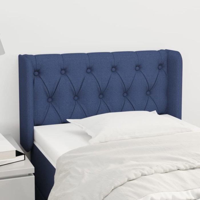 vidaXL Tăblie de pat cu aripioare albastru 83x16x78/88 cm textil 3119084