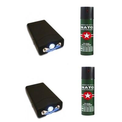 Kit autoaparare format din 2 electrosoc TW-800 si 2 spray Nato paralizant 60ml NMS -2744 foto