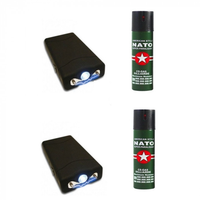 Kit autoaparare format din 2 electrosoc TW-800 si 2 spray Nato paralizant 60ml NMS -2744