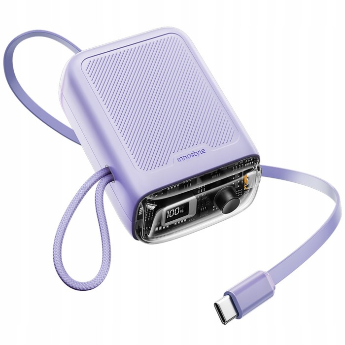 Innostyle Mini Powerbank 10000Mah 2X Usb-C Tip C 33W Cablu Usb-C Extensibil