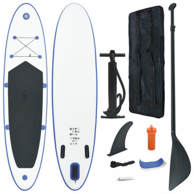 Set placă stand up paddle SUP surf gonflabilă, albastru și alb foto