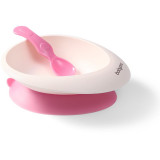 BabyOno Be Active Bowl with a Spoon serviciu de masă pentru copii Pink 6 m+ 1 buc