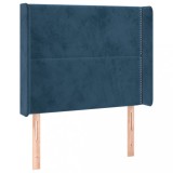 Cumpara ieftin Tablie pat cu urechi albastru inchis 103x16x118/128 cm catifea
