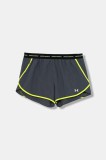 Under Armour pantaloni scurți de antrenament culoarea gri, uni, high waist, 6004029