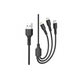 Cablu pentru incarcare 2.4A si transfer date 3 in 1: Micro USB, Type C si Lighting (compatibil Iphone) Cod: XO-NB230-31 Automotive TrustedCars, Oem