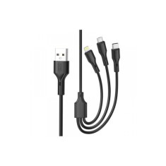 Cablu pentru incarcare 2.4A si transfer date 3 in 1: Micro USB, Type C si Lighting (compatibil Iphone) Cod: XO-NB230-31 Automotive TrustedCars