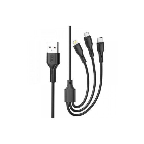 Cablu pentru incarcare 2.4A si transfer date 3 in 1: Micro USB, Type C si Lighting (compatibil Iphone) Cod: XO-NB230-31 Automotive TrustedCars