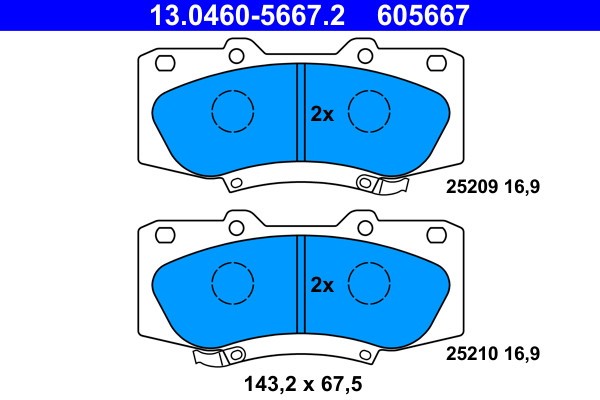 ATE 13.0460-5667.2 set placute frana,frana disc