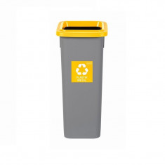 Cos Plastic Reciclare Selectiva, Capacitate 20l, Plafor Fit - Gri Cu Capac Galben - Plastic