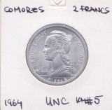 Moneda Comores 2 Franci 1964 - KM#5 UNC ( in holder - vezi descriere )