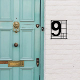 Numar casa pentru poarta/usa Nine, metal, 14 x 16 cm, negru, cifra 9, Enzo