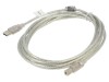 Cablu USB 2.0 A-B aurit 3m transparent, Lanberg