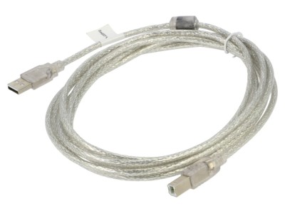 Cablu USB 2.0 A-B aurit 3m transparent foto