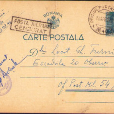 HST Carte poștală cu ștampila OPM 40 + Compania Poliție + cenzură militară 1942