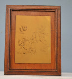 Serigrafie tabla de alama Semnata Uggeri Italia desen de Leonardo Da Vinci
