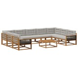 vidaXL Set de canapele de exterior 10 pcs Natural și gri deschis 3382904