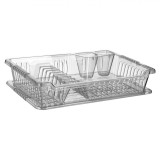 Uscător Vase Plastic, Tava Colectare Apă, 40x29x9cm, Gri