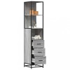 Dulap baie Gossi gri sonoma 35x37.5x166 cm lemn prelucrat si metal | Corp baie, etajera
