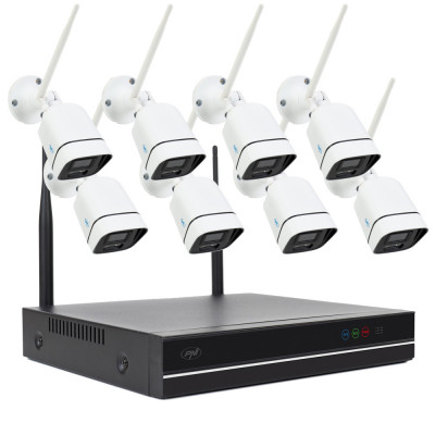 Pachet Kit supraveghere video PNI House WiFi660 NVR 8 canale si 8 camere wireless de exterior 3MP, P2P, IP66 foto