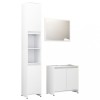 Set mobilier de baie, 3 piese, alb, lemn prelucrat