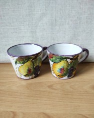 Lot de 2 cești ceramică pictate manual foto