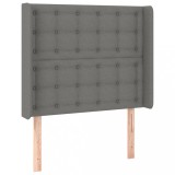Cumpara ieftin Tablie de pat cu aripioare gri inchis 93x16x118/128 cm textil