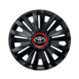 Set 4 capace roti Negre Cu Inel Rosu Royal R14 Compatibil Cu Toyota, Autohelix MSA