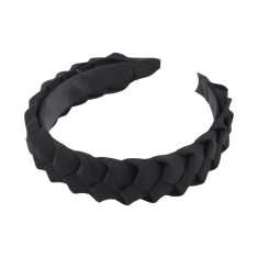 Cordeluta lata impletita pentru par, latime 3.5 cm, Negru foto