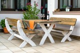 Set mobilier gradina din lemn pentru 6 persoane, culoare verde oliv | Treva