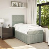 vidaXL Pat continental cu saltea, gri deschis, 80x200 cm, catifea