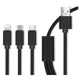 Cablu Incarcare USB la Lightning - USB la MicroUSB - USB la USB Type-C MaXlife 3in1, 2.1A, Negru