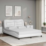Cumpara ieftin Cadru de pat cu tăblie, alb, 140x190 cm, piele ecologică