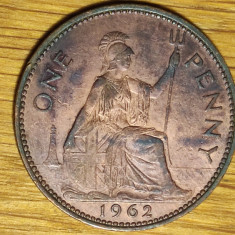 Marea Britanie -moneda de colectie- 1 penny 1962 -Elisabeta- patina senzationala