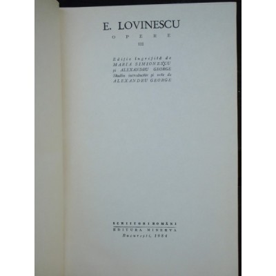 E. LOVINESCU - OPERE VOL.III foto