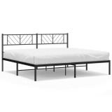 Cumpara ieftin Cadru de pat metalic cu tablie, negru, 193x203 cm
