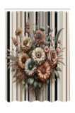 Perdea de duș vintage rustică cu motive florale, rezistentă la apă, cu imprimeu digital &ndash; Cinnamon pal/Salvie 175x200 cm