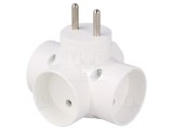 Conector alimentare AC splitter 2P rotund plat alb