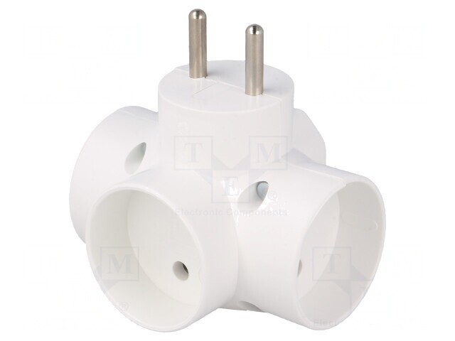 Conector alimentare AC splitter 2P rotund plat alb
