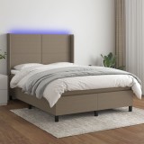 Cumpara ieftin Pat cu arcuri, saltea și LED, gri taupe, 140x200 cm, textil